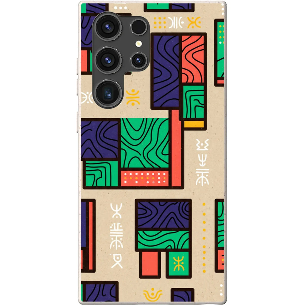 Ankara Blocks on Sand by Ada Okoye — S23 Ultra Samsung Galaxy Bio-degradable Case — Finnaij