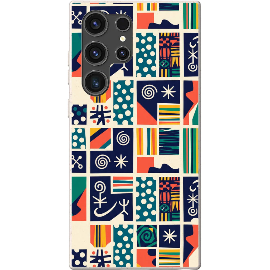 Coastal Indigo Tiles by Ada Okoye — S23 Ultra Samsung Galaxy Bio-degradable Case — Finnaij