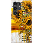 Sunflowers with Abstract Golden Chaos by Frida Lövström — S23 Ultra Samsung Galaxy Bio-degradable Case — Finnaij