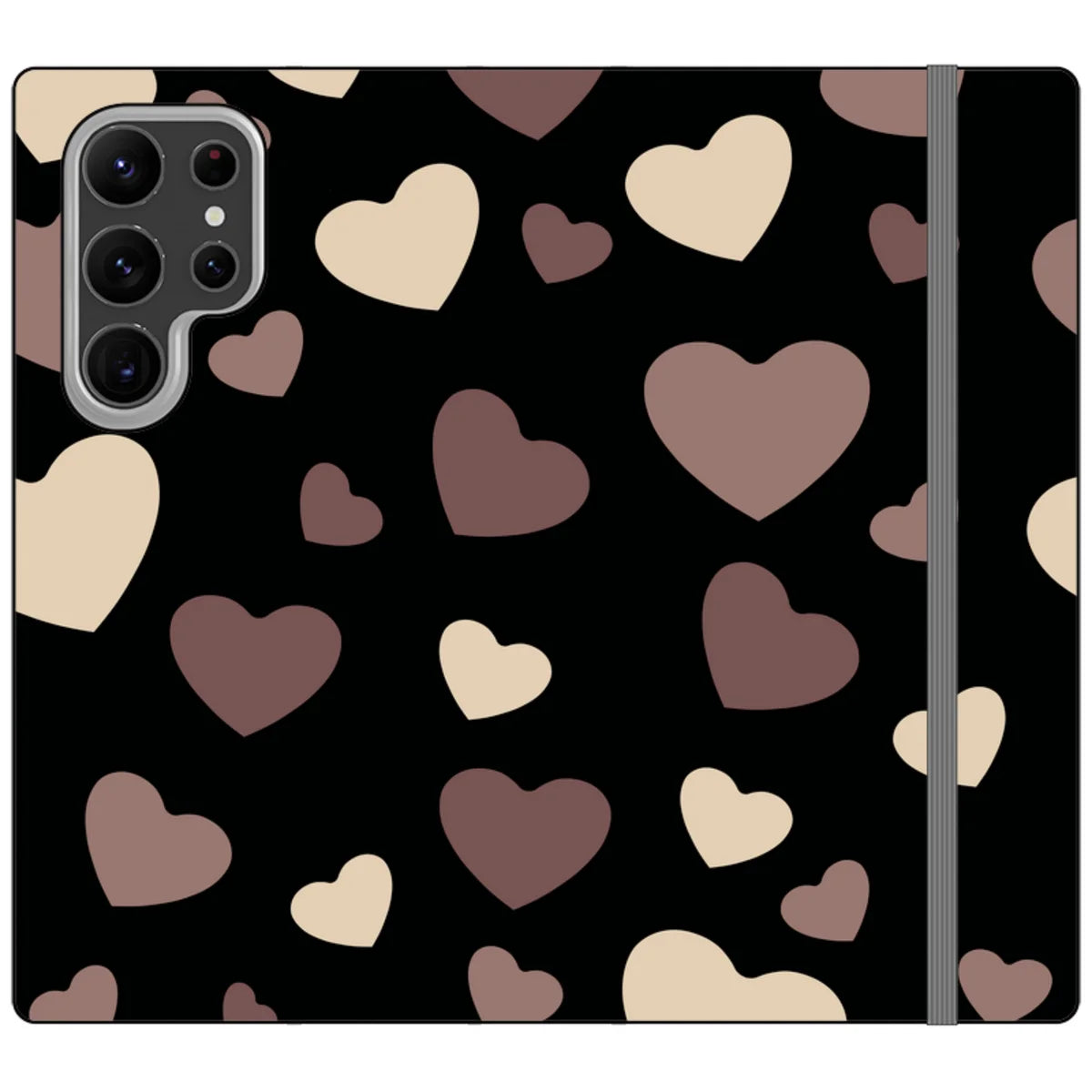 White & Black Hearts Vegan Leather — S23 Ultra Wallet Case — Finnaij