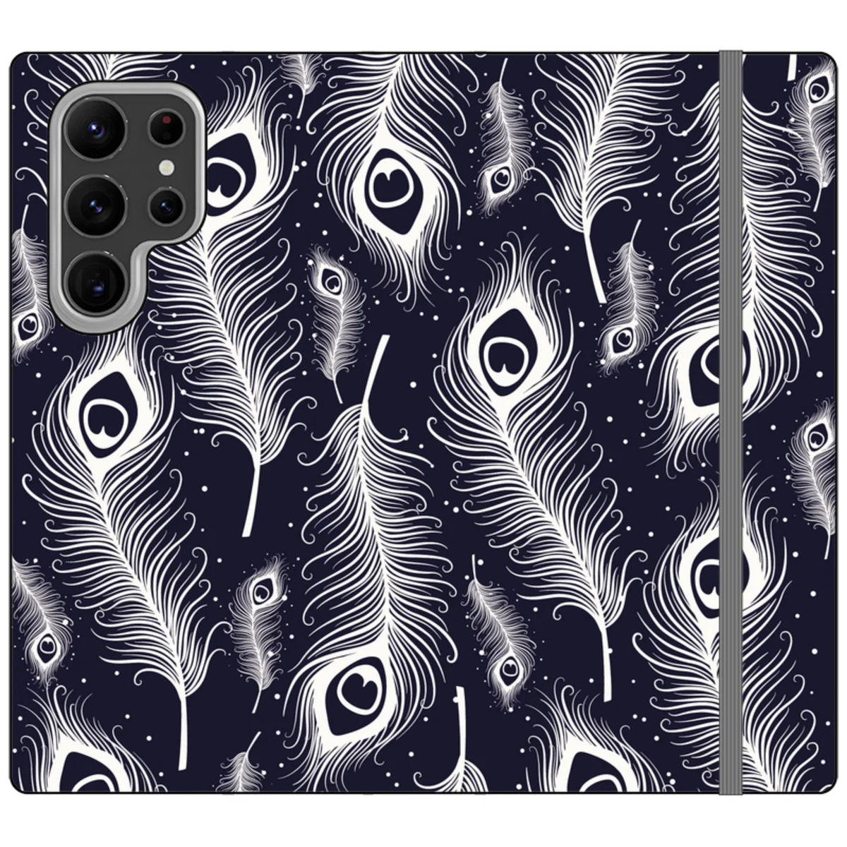 Feathers in Bloom Vegan Leather — S23 Ultra Wallet Case — Finnaij