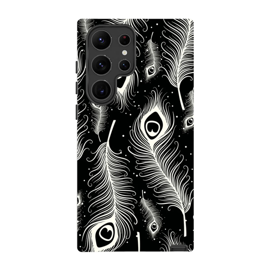Feathers in Bloom Black — S23 Ultra Tough Case — Finnaij