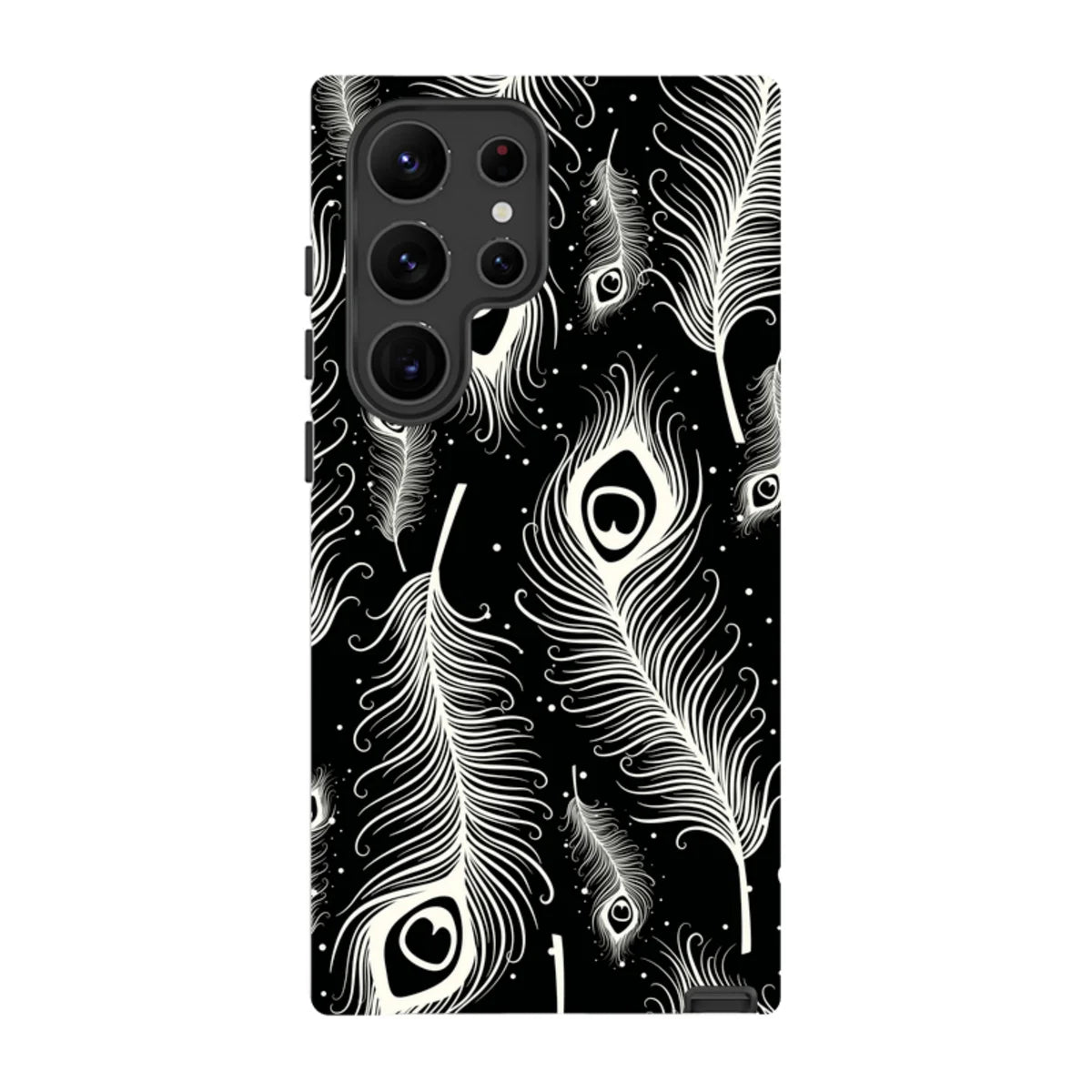 Feathers in Bloom Black — S23 Ultra Tough Case — Finnaij
