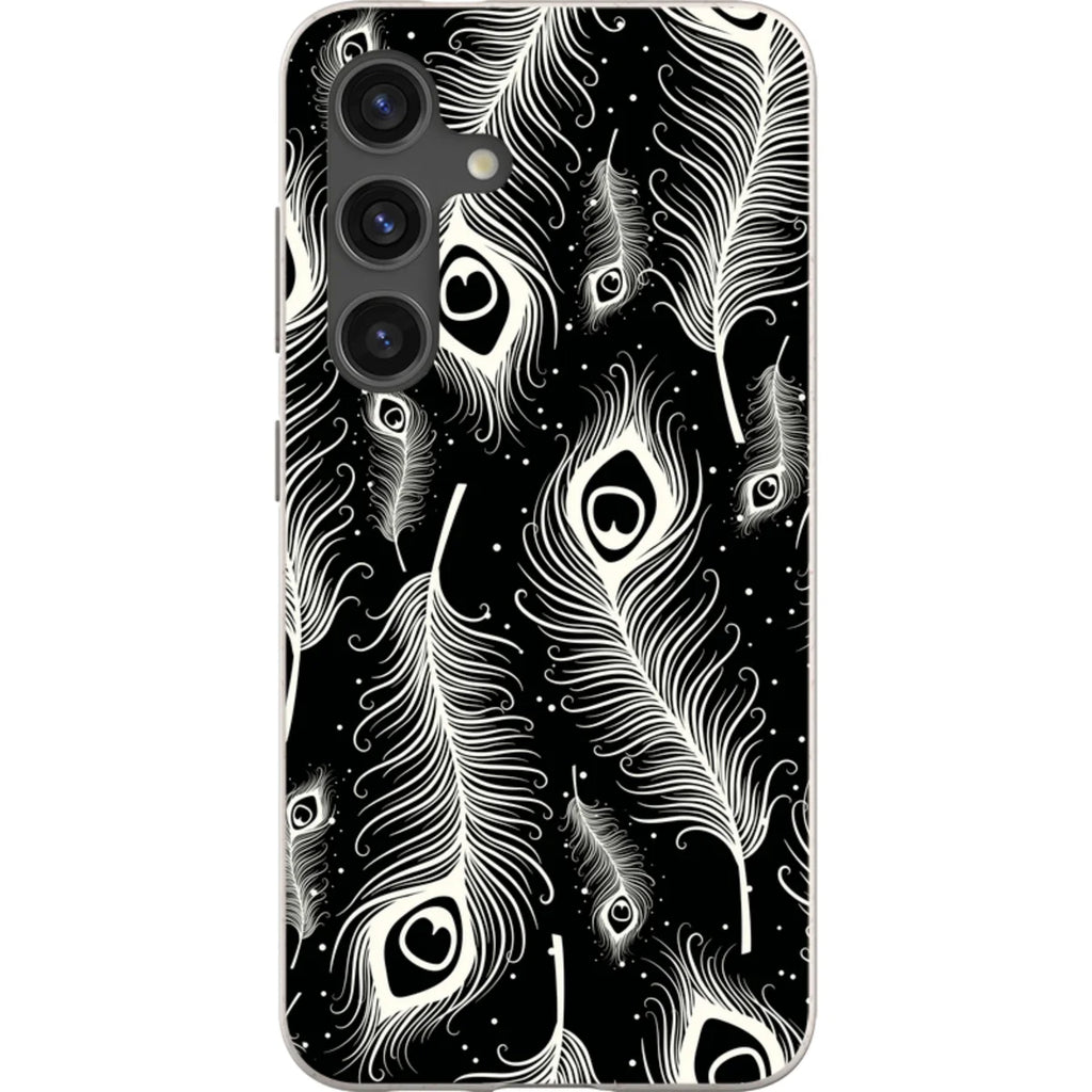 Feathers in Bloom Black — S24 Samsung Galaxy Bio-degradable Case — Finnaij
