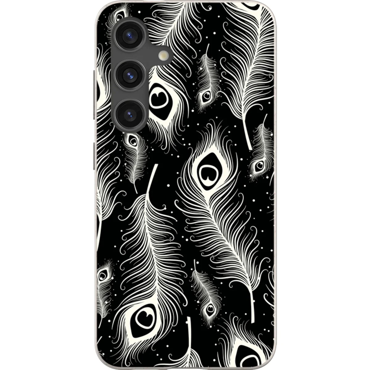Feathers in Bloom Black — S24 Samsung Galaxy Bio-degradable Case — Finnaij