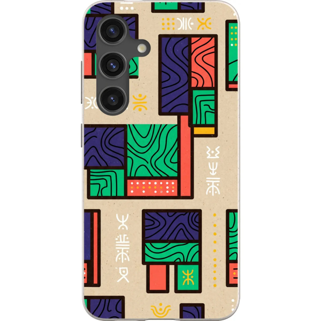 Ankara Blocks on Sand by Ada Okoye — S24 Samsung Galaxy Bio-degradable Case — Finnaij