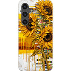 Sunflowers with Abstract Golden Chaos by Frida Lövström — S24 Samsung Galaxy Bio-degradable Case — Finnaij