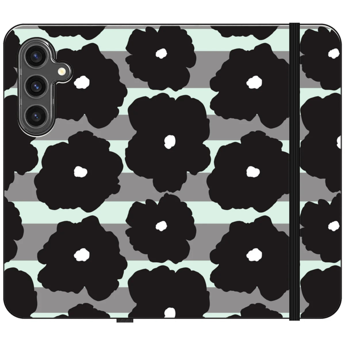 Bold Floral Black — S24 Wallet Case — Finnaij
