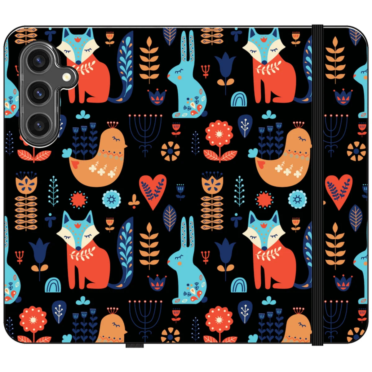 Nordic Ornament Black Vegan Leather — S24 Wallet Case — Finnaij