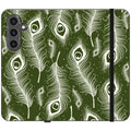 Feathers in Bloom Army Green — S24 Wallet Case — Finnaij