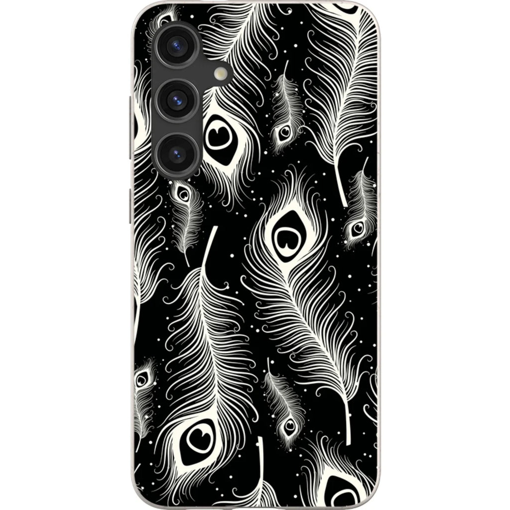 Feathers in Bloom Black — S24 Plus Samsung Galaxy Bio-degradable Case — Finnaij