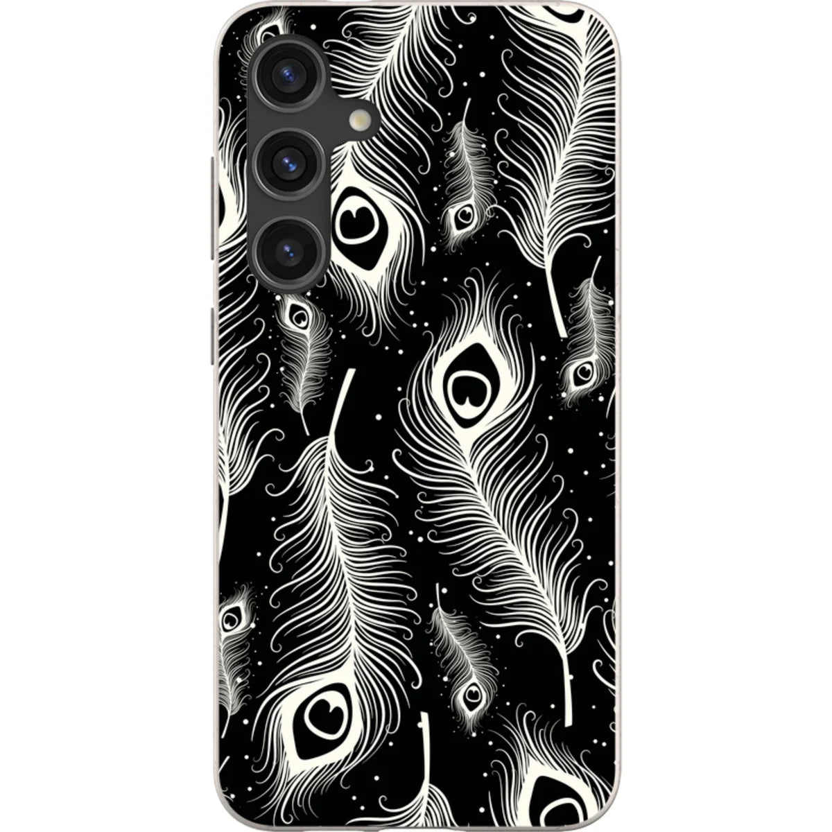 Feathers in Bloom Black — S24 Plus Samsung Galaxy Bio-degradable Case — Finnaij