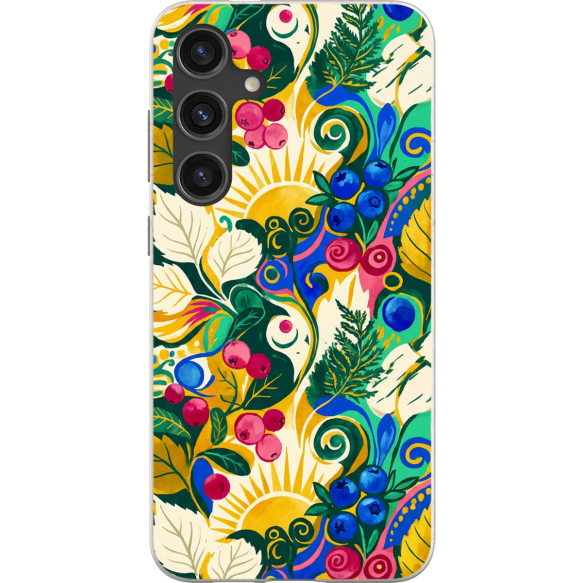Berry Meadow Glow by Aino Kallio — S24 Plus Samsung Galaxy Bio-degradable Case — Finnaij