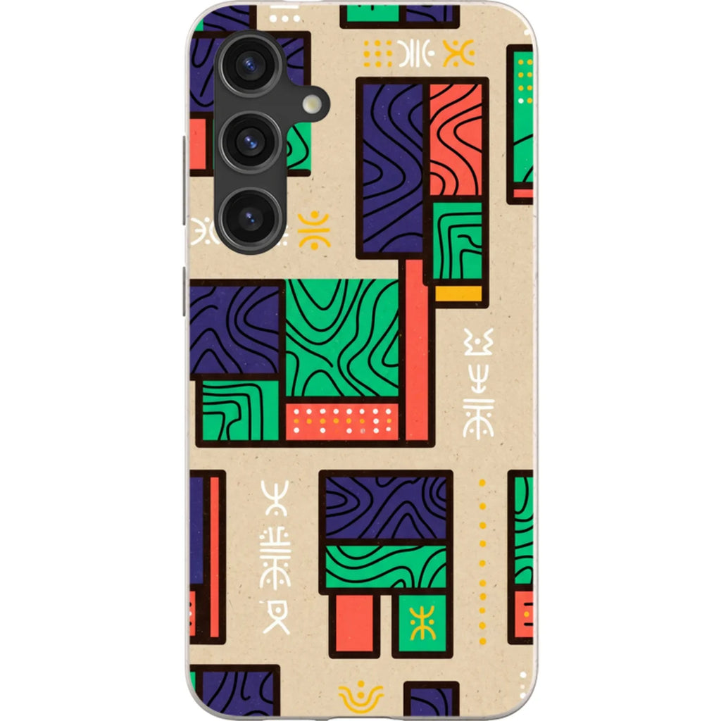 Ankara Blocks on Sand by Ada Okoye — S24 Plus Samsung Galaxy Bio-degradable Case — Finnaij