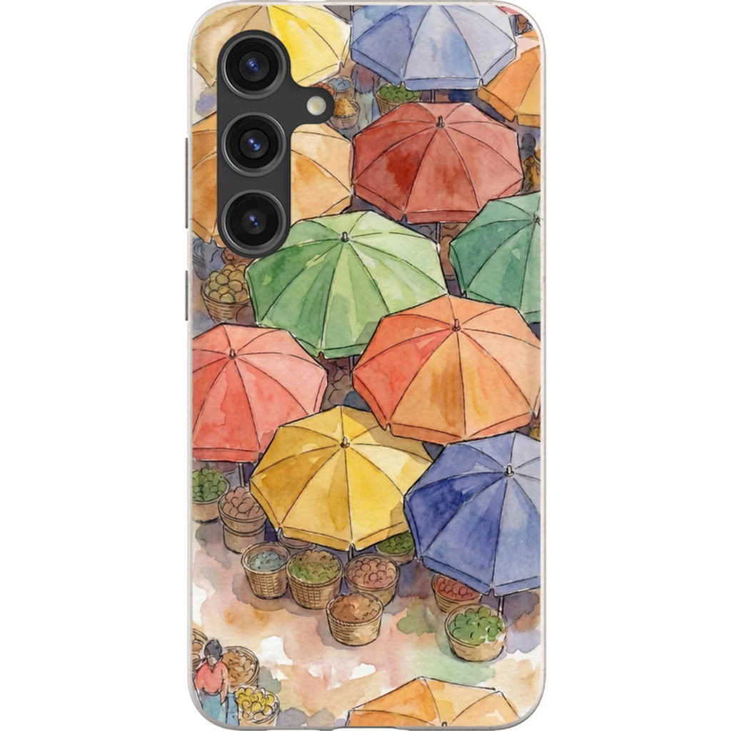 Market Umbrellas from Above by Tobi Akinyemi — S24 Plus Samsung Galaxy Bio-degradable Case — Finnaij