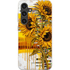 Sunflowers with Abstract Golden Chaos by Frida Lövström — S24 Plus Samsung Galaxy Bio-degradable Case — Finnaij