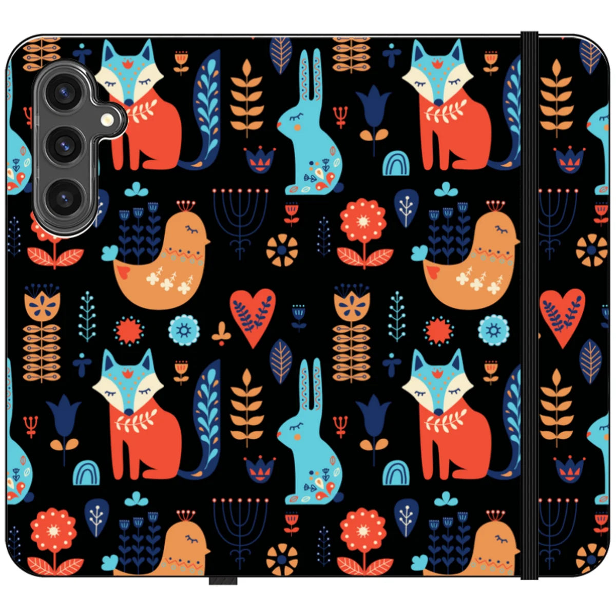 Nordic Ornament Black Vegan Leather — S24 Plus Wallet Case — Finnaij