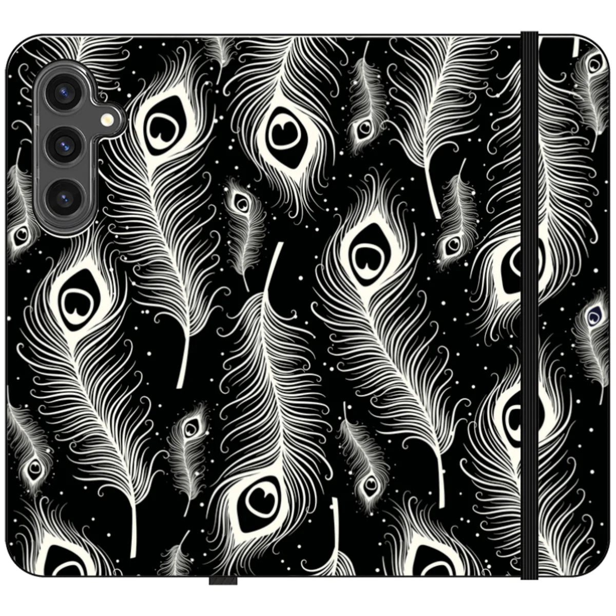 Feathers in Bloom Black — S24 Plus Wallet Case — Finnaij