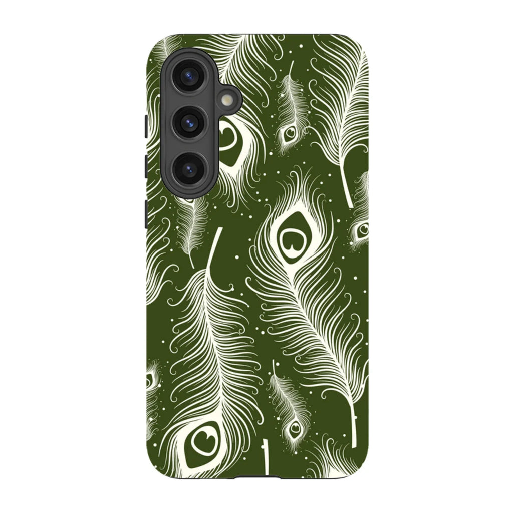 Feathers in Bloom Army Green — S24 Plus Tough Case — Finnaij