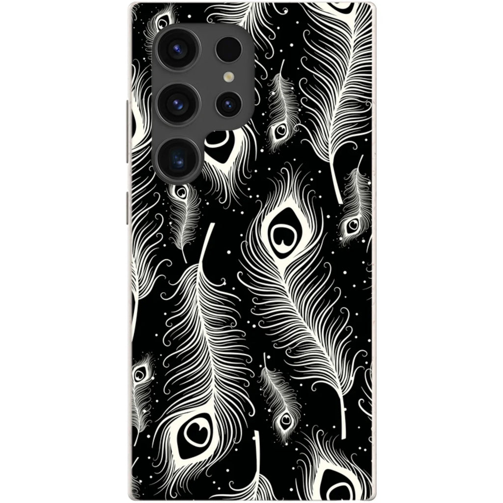 Feathers in Bloom Black — S24 Ultra Samsung Galaxy Bio-degradable Case — Finnaij