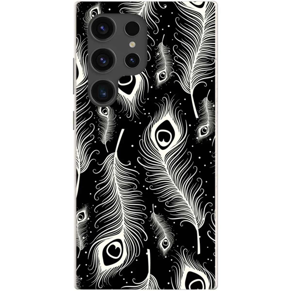 Feathers in Bloom Black — S24 Ultra Samsung Galaxy Bio-degradable Case — Finnaij