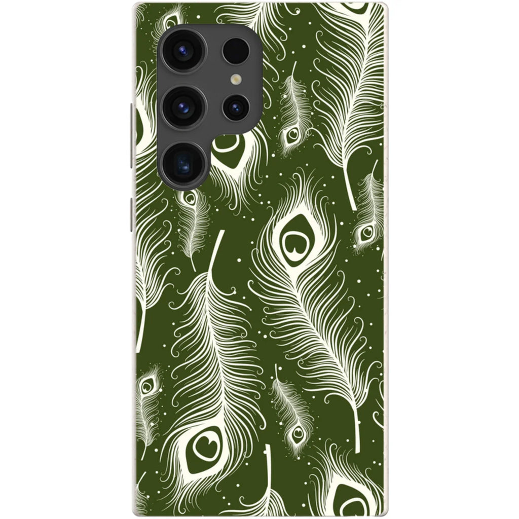 Feathers in Bloom Army Green — S24 Ultra Samsung Galaxy Bio-degradable Case — Finnaij