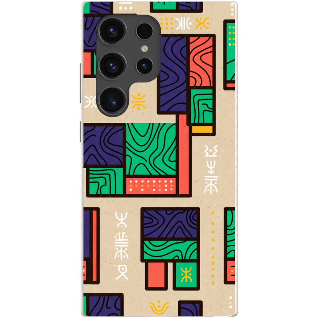 Ankara Blocks on Sand by Ada Okoye — S24 Ultra Samsung Galaxy Bio-degradable Case — Finnaij