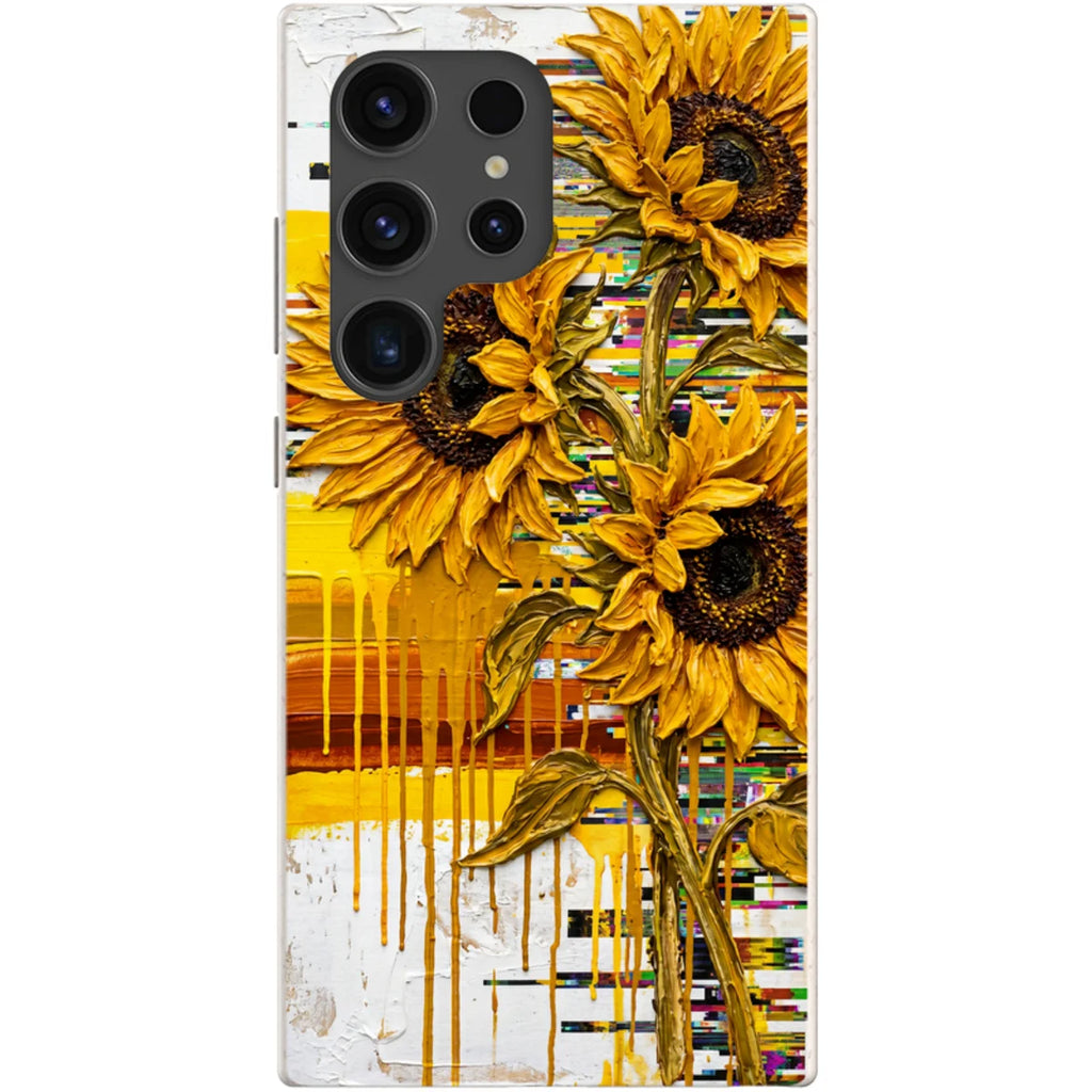 Sunflowers with Abstract Golden Chaos by Frida Lövström — S24 Ultra Samsung Galaxy Bio-degradable Case — Finnaij