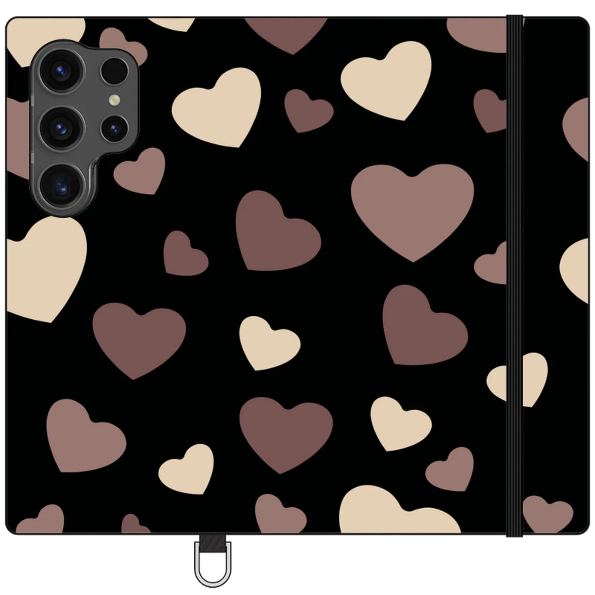 White & Black Hearts Vegan Leather — S24 Ultra Wallet Case — Finnaij