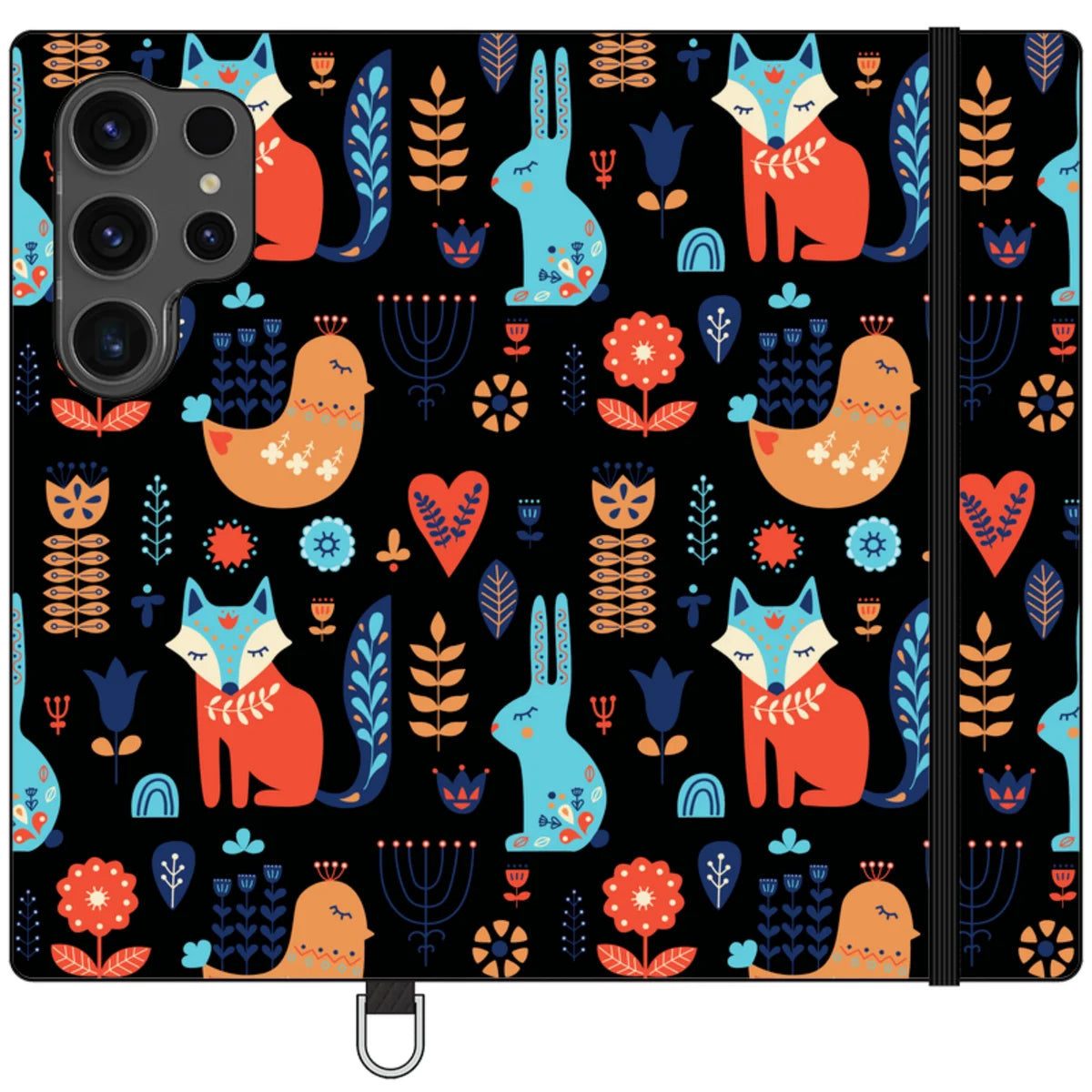 Nordic Ornament Black Vegan Leather — S24 Ultra Wallet Case — Finnaij