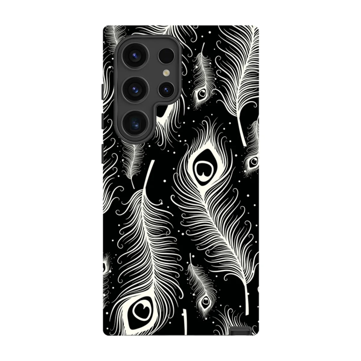 Feathers in Bloom Black — S24 Ultra Tough Case — Finnaij