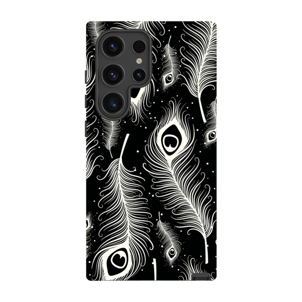 Feathers in Bloom Black — S24 Ultra Tough Case — Finnaij
