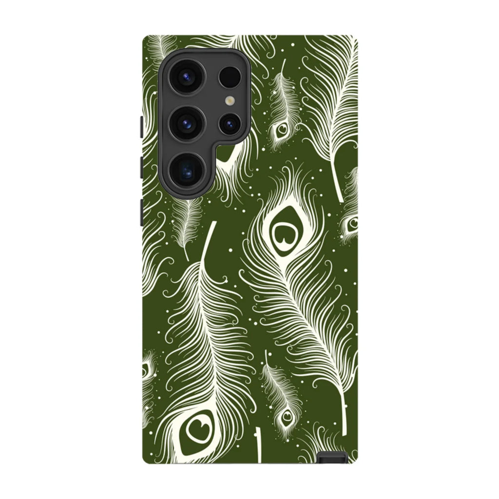 Feathers in Bloom Army Green — S24 Ultra Tough Case — Finnaij
