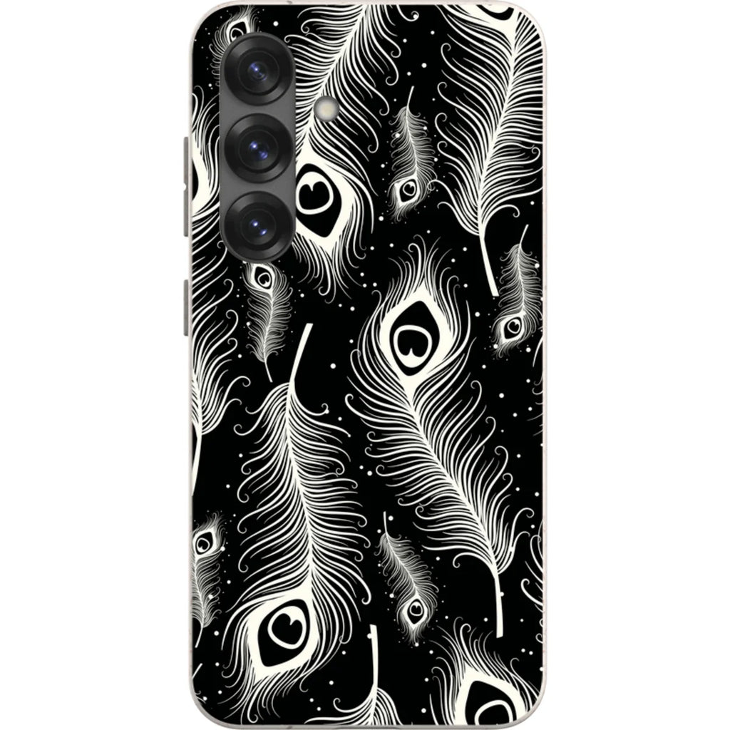 Feathers in Bloom Black — S25 Samsung Galaxy Bio-degradable Case — Finnaij
