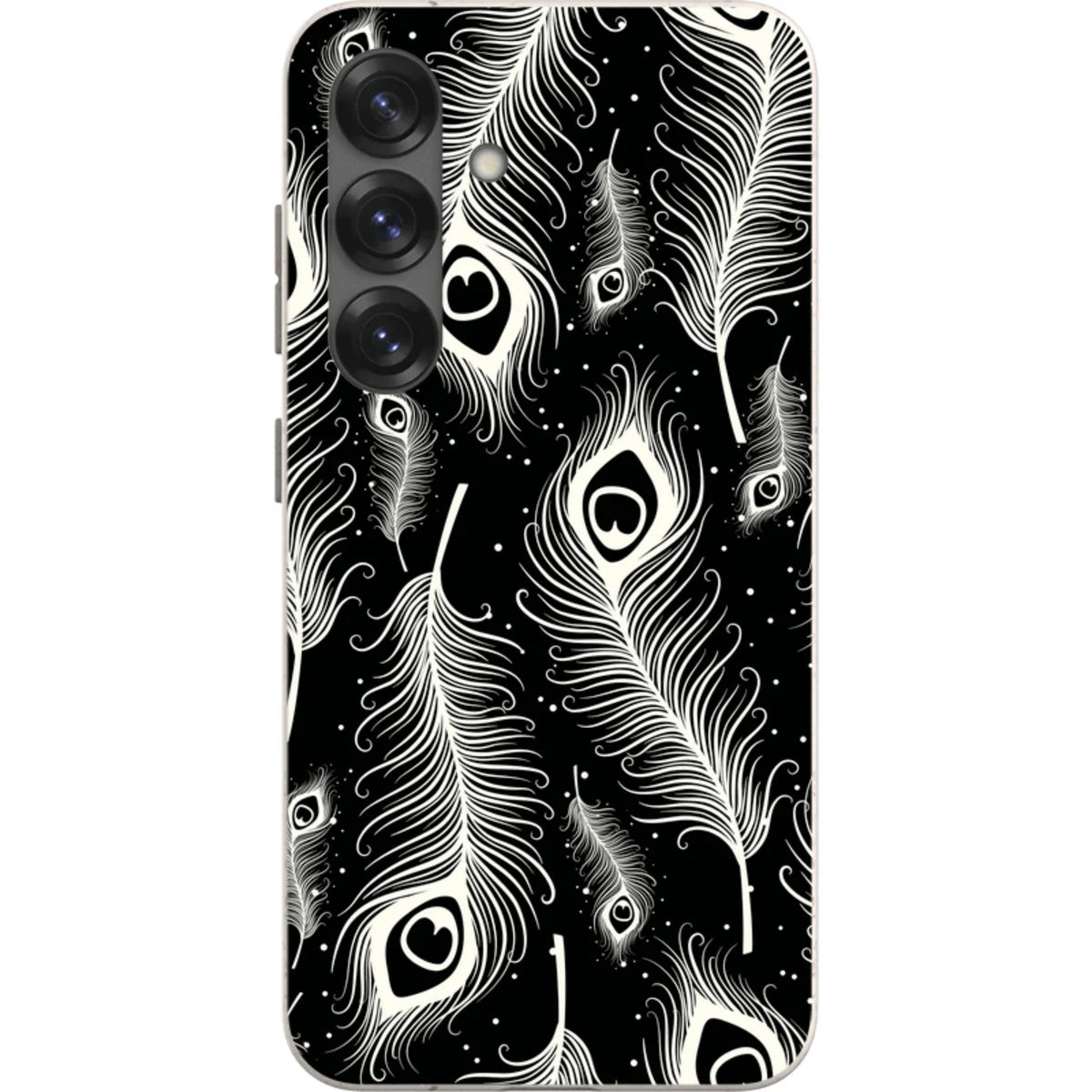 Feathers in Bloom Black — S25 Samsung Galaxy Bio-degradable Case — Finnaij