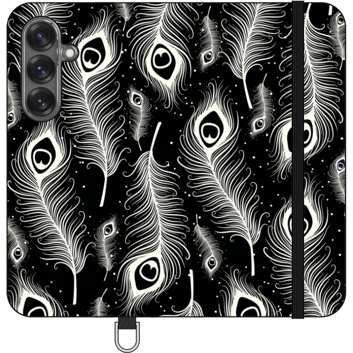Feathers in Bloom Black — S25 Wallet Case — Finnaij