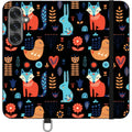Nordic Ornament Black Vegan Leather — S25 Wallet Case — Finnaij