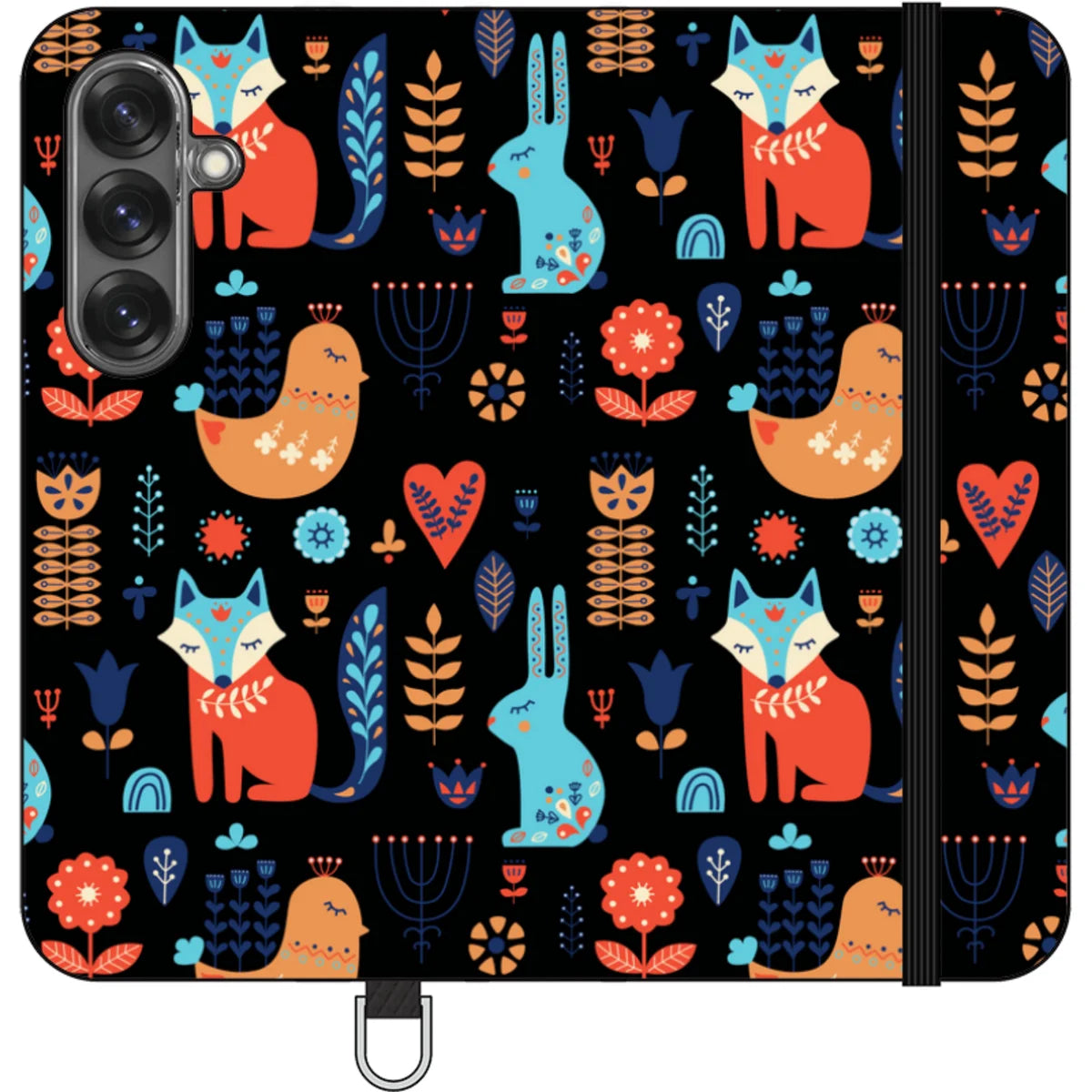Nordic Ornament Black Vegan Leather — S25 Wallet Case — Finnaij