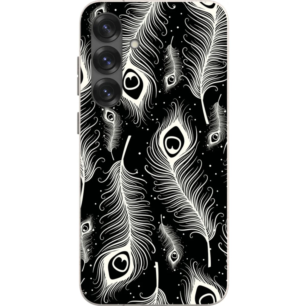 Feathers in Bloom Black — S25 Plus Samsung Galaxy Bio-degradable Case — Finnaij