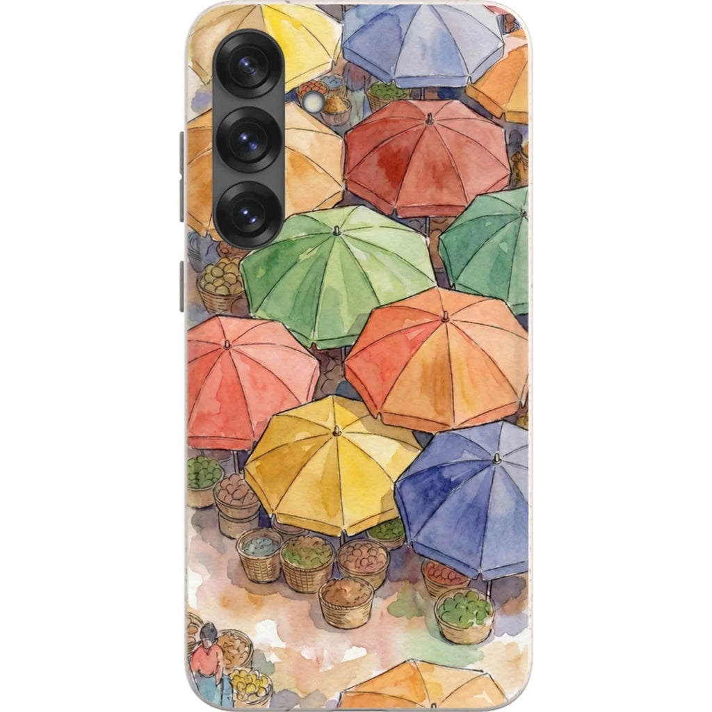 Market Umbrellas from Above by Tobi Akinyemi — S25 Plus Samsung Galaxy Bio-degradable Case — Finnaij