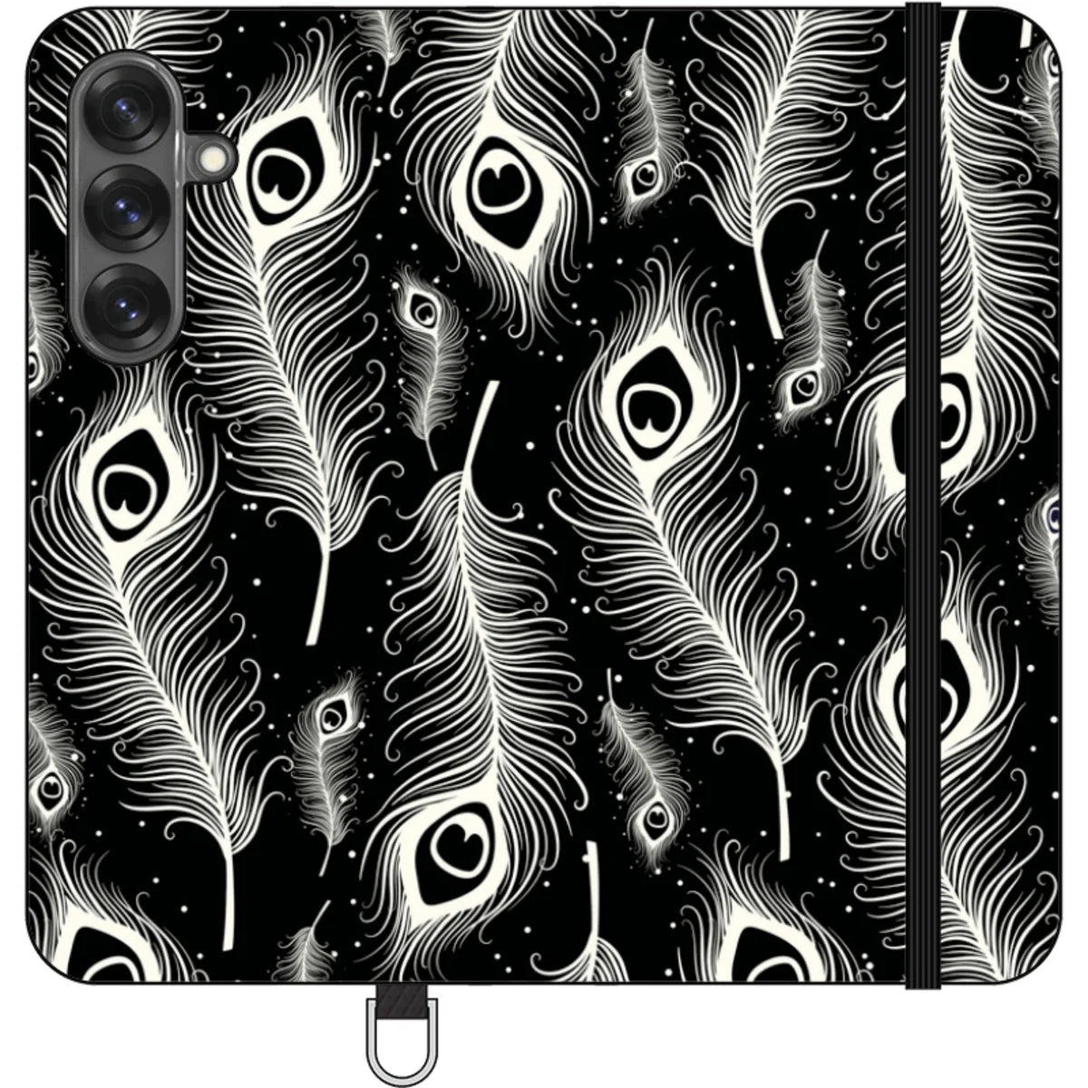 Feathers in Bloom Black — S25 Plus Wallet Case — Finnaij