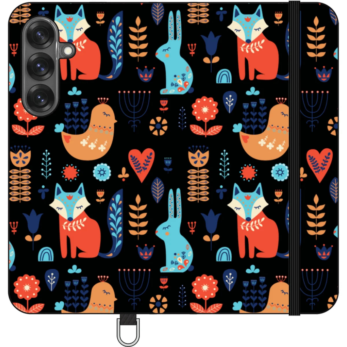 Nordic Ornament Black Vegan Leather — S25 Plus Wallet Case — Finnaij