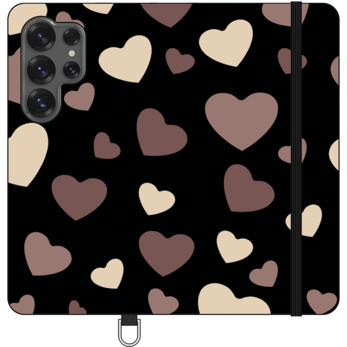 White & Black Hearts Vegan Leather — S25 Ultra Wallet Case — Finnaij