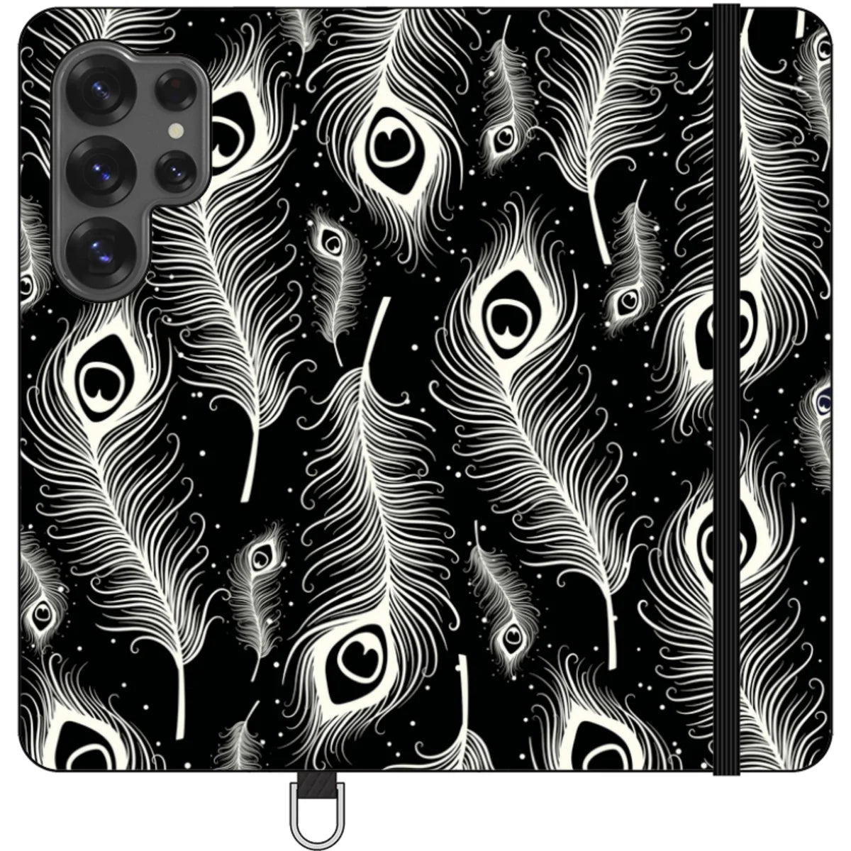 Feathers in Bloom Black — S25 Ultra Wallet Case — Finnaij