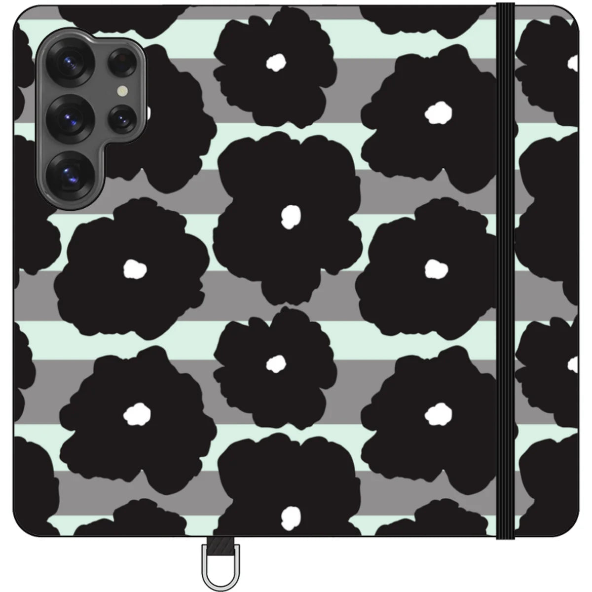 Bold Floral Black — S25 Ultra Wallet Case — Finnaij