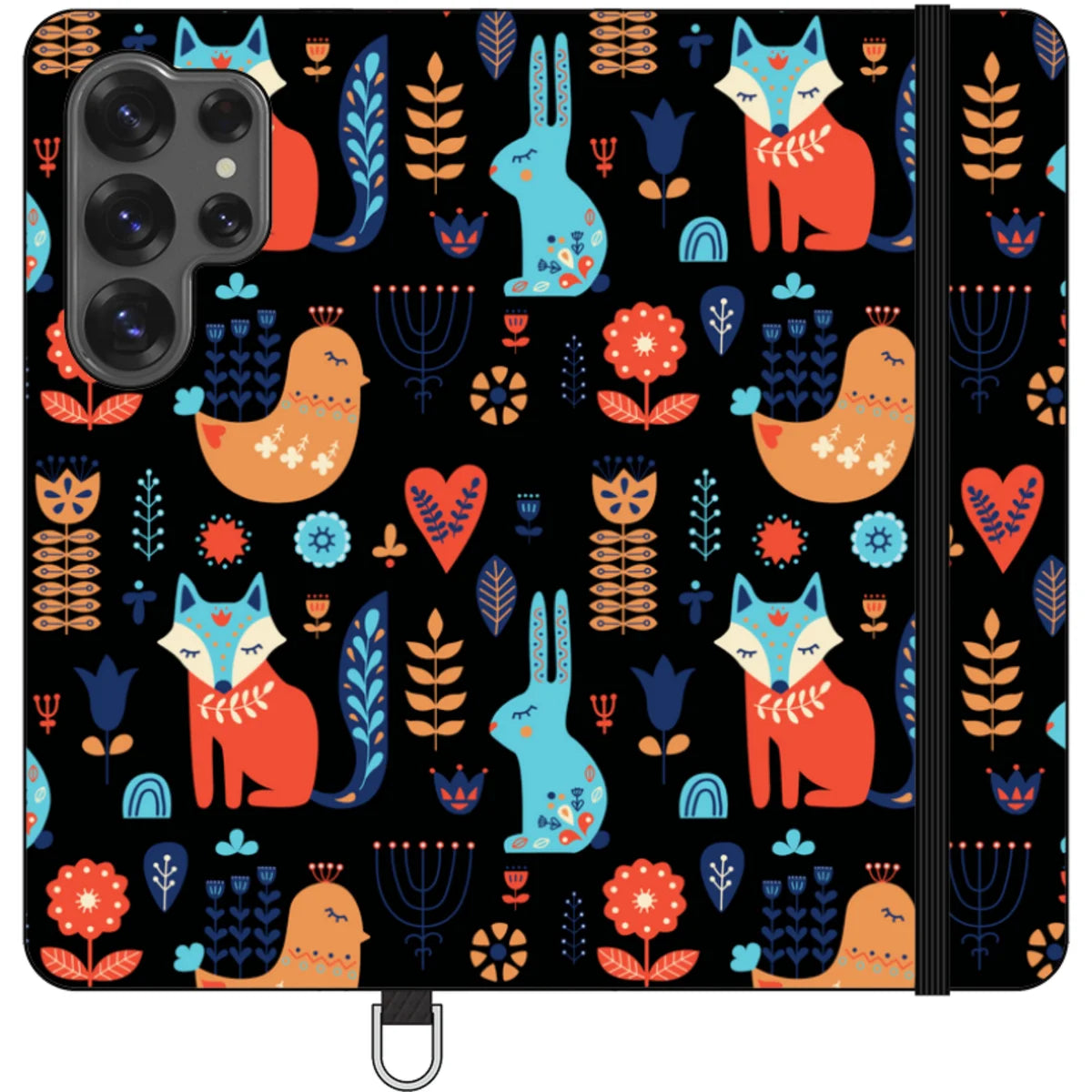 Nordic Ornament Black Vegan Leather — S25 Ultra Wallet Case — Finnaij
