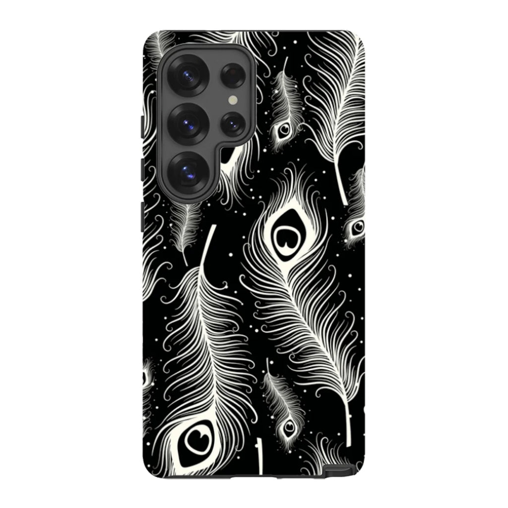 Feathers in Bloom Black — S25 Ultra Tough Case — Finnaij