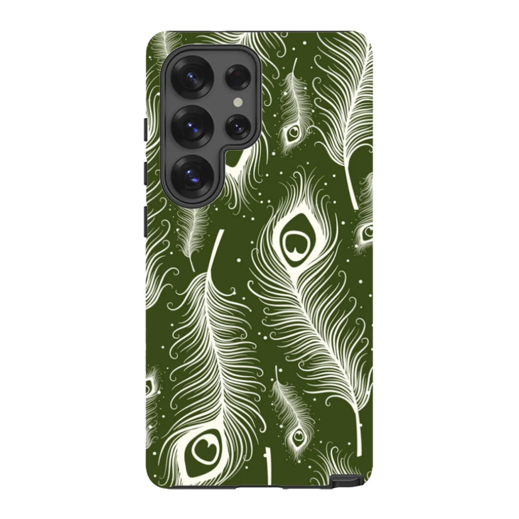 Feathers in Bloom Army Green — S25 Ultra Tough Case — Finnaij