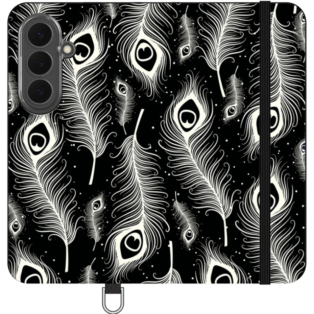 Feathers in Bloom Black — S26 Wallet Case — Finnaij