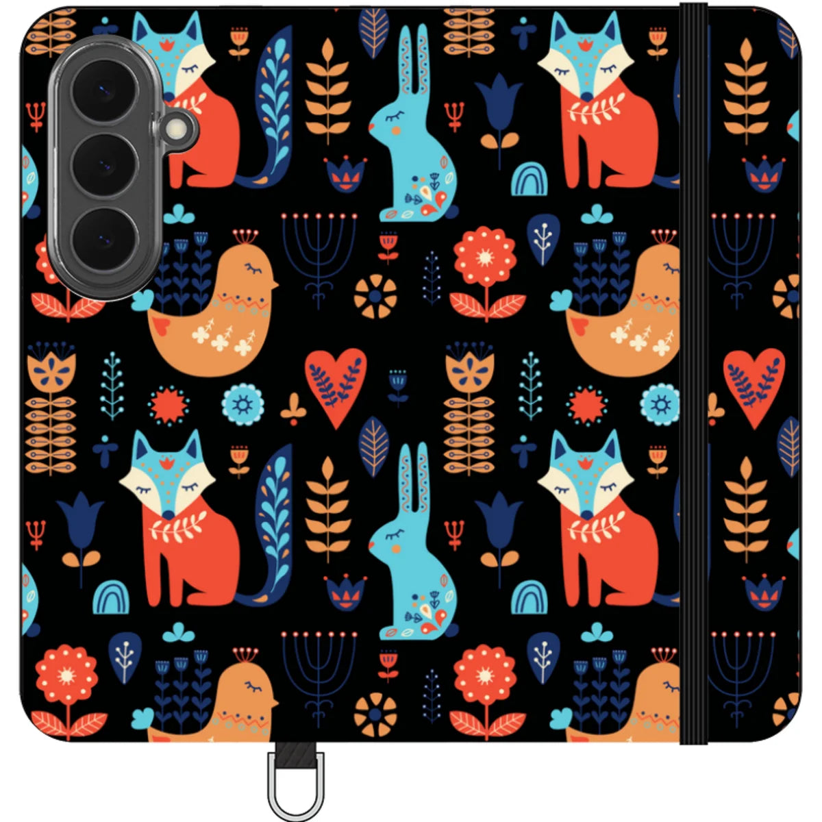 Nordic Ornament Black Vegan Leather — S26 Wallet Case — Finnaij